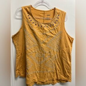 Sonoma Women's Mustard Embroidered Tank Top